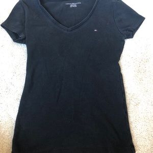black v-neck tommy hilfiger tee